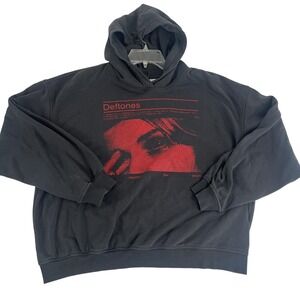 Deftones Ohms Hoodie Mens Medium Black Red Graphic Fleece Pullover Sweatshirt